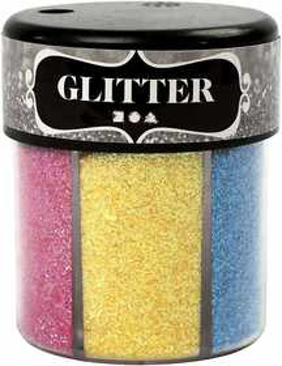 Glitter, kleuren assorti, 6x13gr [HOB-28430]